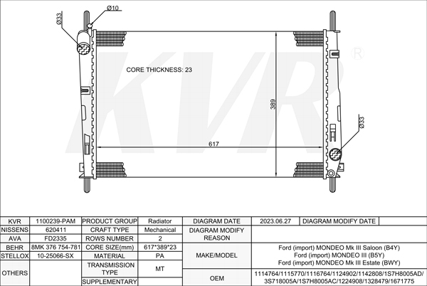 FORD SALOON,2000-07 CGBB RADIATOR