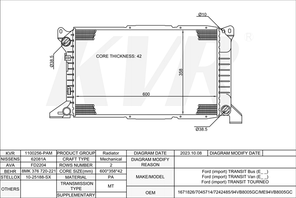 FORD BUS,1994-2000 4EC RADIATOR