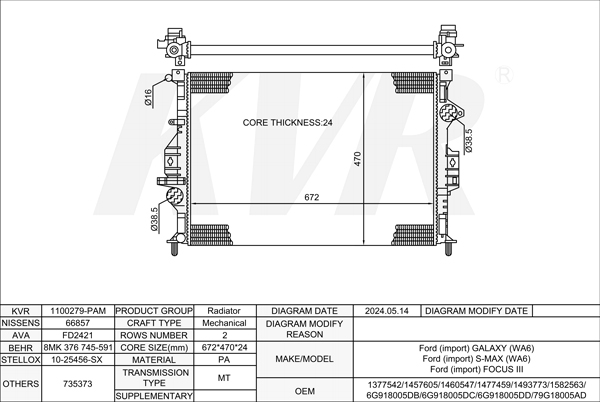FORD MPV,2006- Q4WA RADIATOR