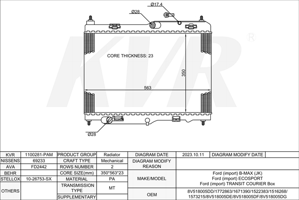 FORD MPV,2012- T3JB RADIATOR