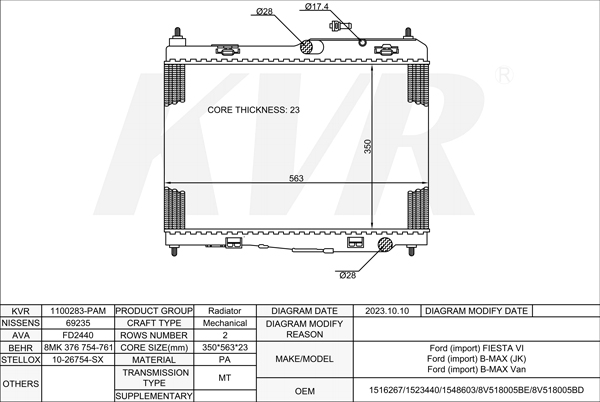 FORD HATCHBACK,2008- U5JA RADIATOR