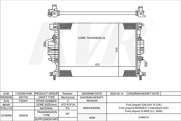 FORD MPV,2015-18 T8CG RADIATOR