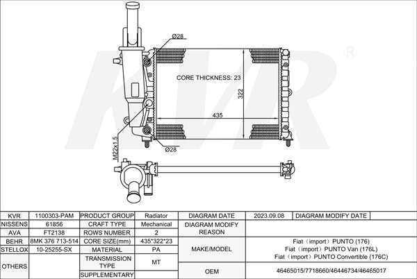 FIAT HATCHBACK,1993-99 176 B4.000 RADIATOR