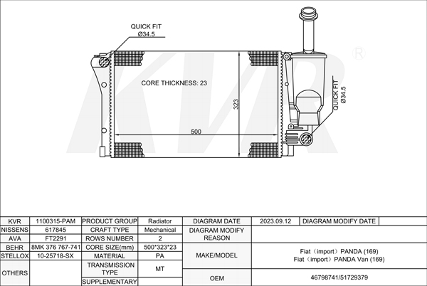 FIAT HATCHBACK,2003- 188 A4.000 RADIATOR
