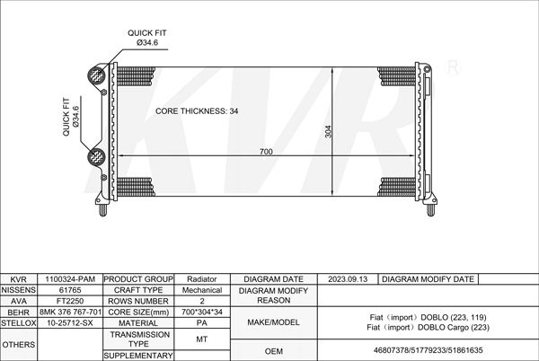 FIAT MPV,2001- 223 B1.000 RADIATOR
