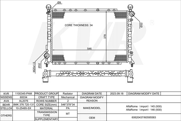ALFA-ROMEO HATCHBACK,2000-10 AR 32310 RADIATOR
