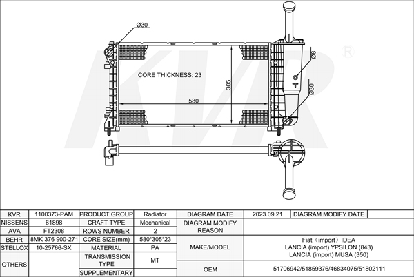 FIAT MPV,2003- 843 A 1.000 RADIATOR