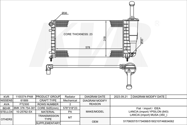 FIAT MPV,2003- 350 A1.000 RADIATOR