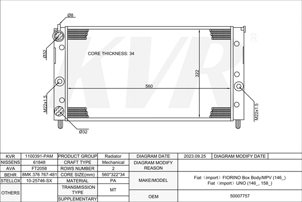 FIAT Box Body/MPV,1997-2004 178 A6.011 RADIATOR