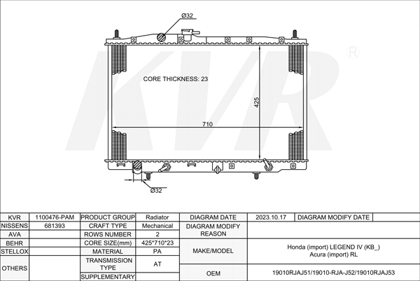 HONDA SALOON,2006- J35A8 RADIATOR