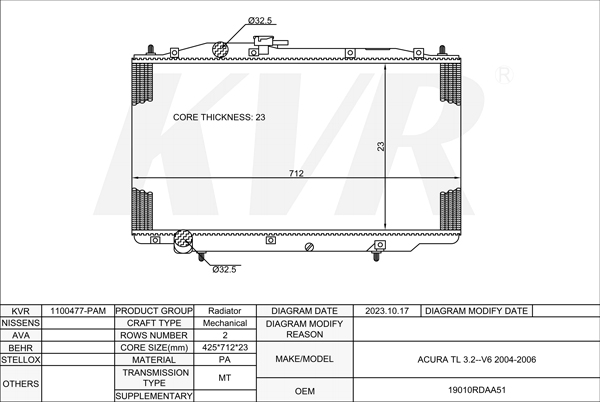 ACURA,2004-06 RADIATOR