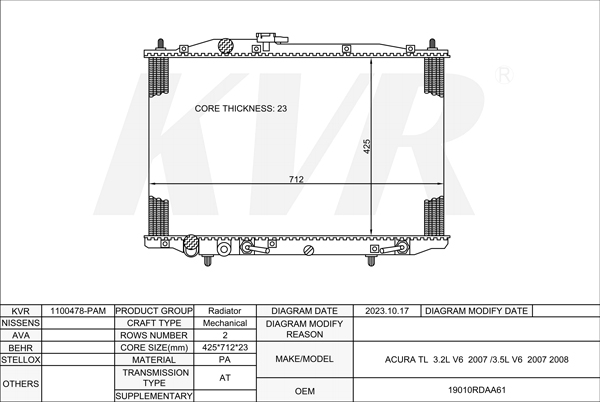 ACURA,2007-08 RADIATOR