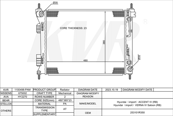 HYUNDAI SALOON,2010- D4FB RADIATOR