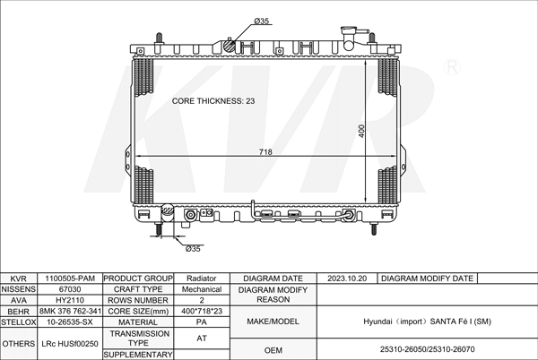 HYUNDAI Closed Off-Road Vehicle,2000-06 G6BA-G RADIATOR