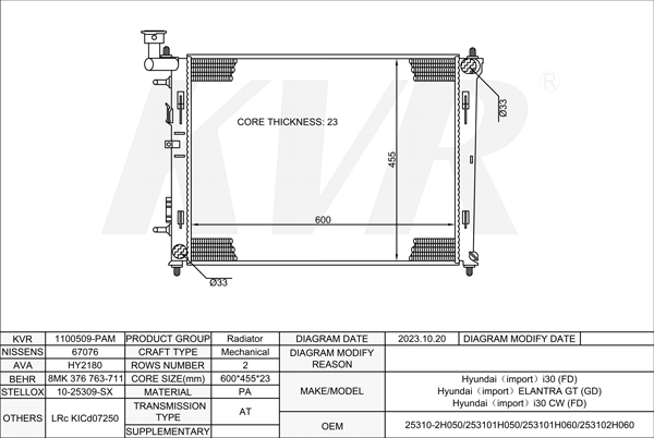 HYUNDAI HATCHBACK,2007- G4GC-G RADIATOR