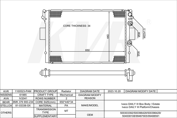 IVECO Box Body / Estate,1997-2007 8140.43S RADIATOR