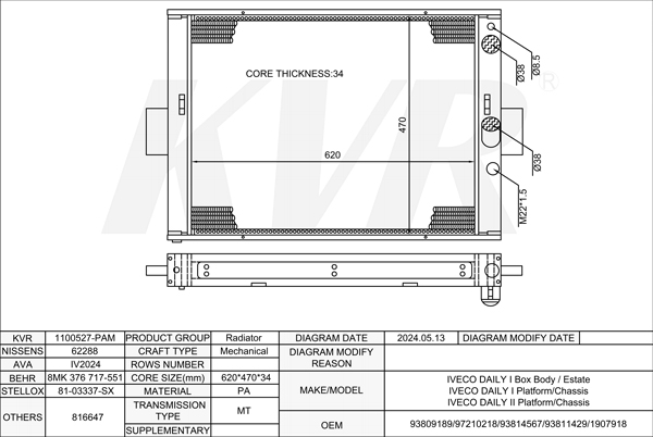 IVECO BOX BODY / ESTATE,1978-98 8140.61.200 RADIATOR