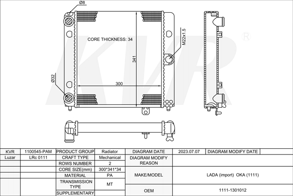 LADA HATCHBACK,1988- B6113E RADIATOR