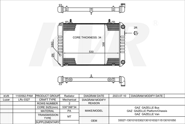 GAZ BUS,2003-13 UMZ-4216 RADIATOR
