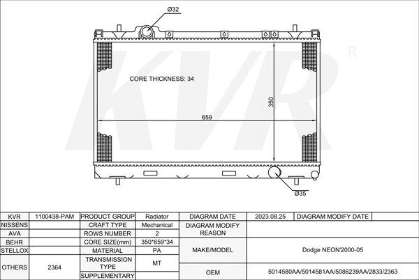 DODGE,2000-05 RADIATOR