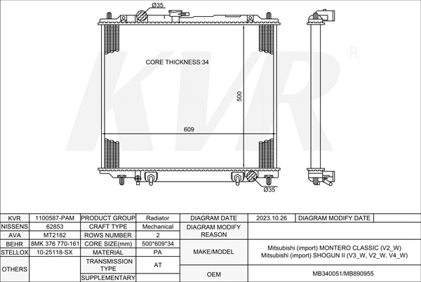 MITSUBISHI Closed Off-Road Vehicle,1990- 4M40-T RADIATOR