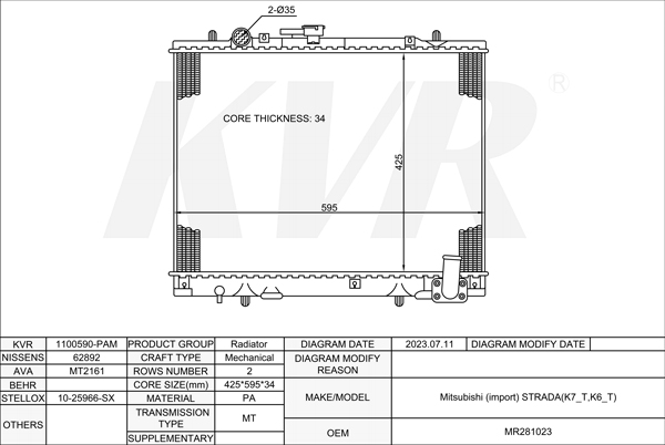 MITSUBISHI PICKUP,1996-2007 4D56 T RADIATOR