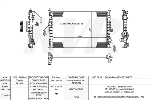 PEUGEOT HATCHBACK,2013- HNY (EB2DTS) RADIATOR
