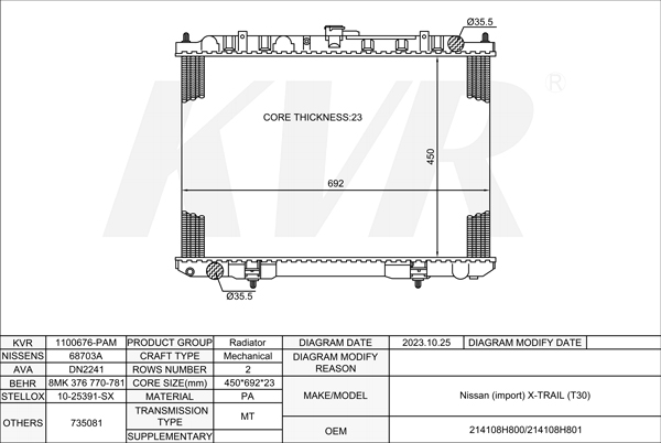 NISSAN Closed Off-Road Vehicle,2001-07 YD22DDTi RADIATOR