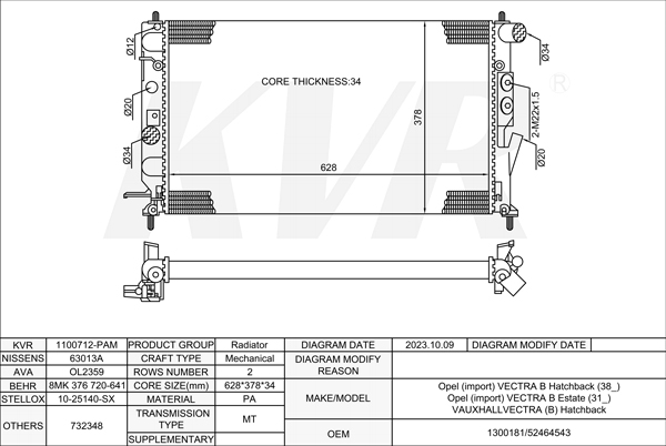 OPEL HATCHBACK,1995-2003 Y 26 SE RADIATOR