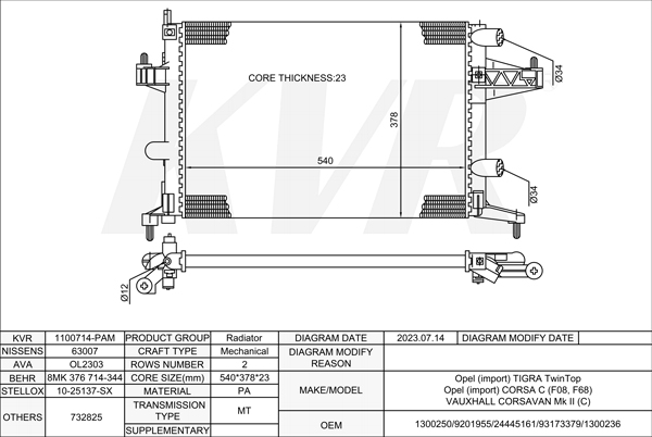 OPEL HATCHBACK,2000-09 Z 14 XEP RADIATOR