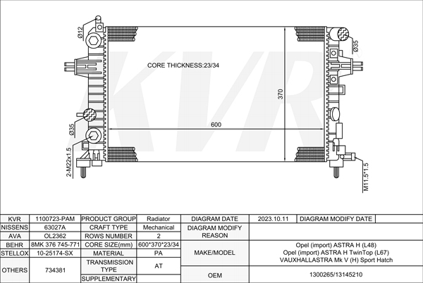 OPEL HATCHBACK,2004- Z 18 XE RADIATOR