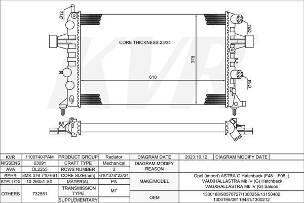 OPEL HATCHBACK,1998-2009 Z 14 XEP RADIATOR