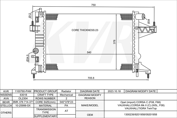 OPEL HATCHBACK,2000-09 Z 18 XE RADIATOR