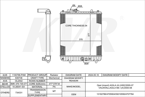 OPEL HATCHBACK,2000-07 Z 12 XEP RADIATOR