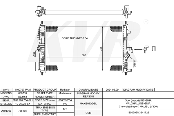 OPEL HATCHBACK,2008- A 18 XER RADIATOR