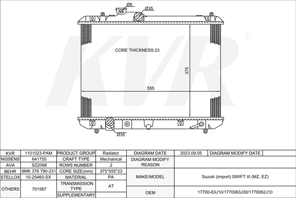 SUZUKI HATCHBACK,2005- M15A RADIATOR
