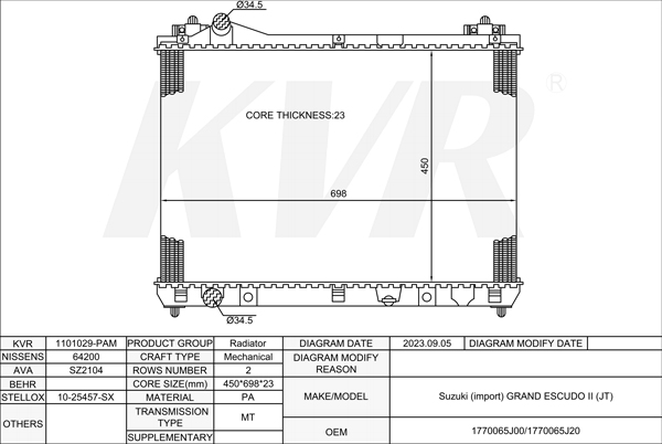 SUZUKI Closed Off-Road Vehicle,2005-15 J24B RADIATOR