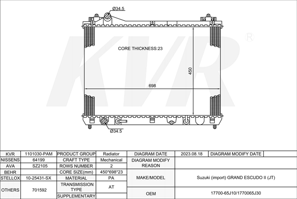 SUZUKI Closed Off-Road Vehicle,2005-15 J24B RADIATOR