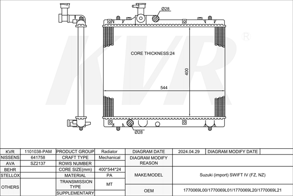 SUZUKI HATCHBACK,2010- M16A RADIATOR