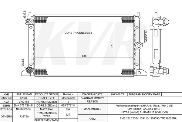 VOLKSWAGEN MPV,1990-2010 ATM RADIATOR