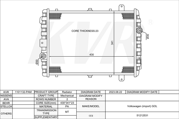 VOLKSWAGEN GOL,RADIATOR
