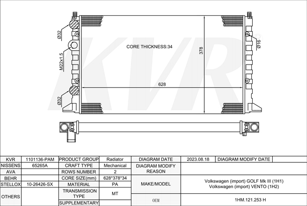 VOLKSWAGEN HATCHBACK,1991-98 AAA RADIATOR