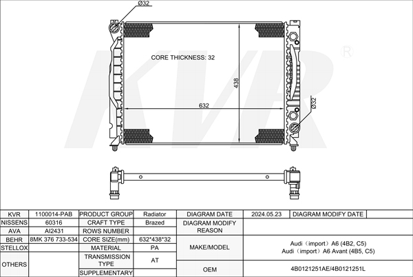 AUDI SALOON,1997-2005 BES RADIATOR