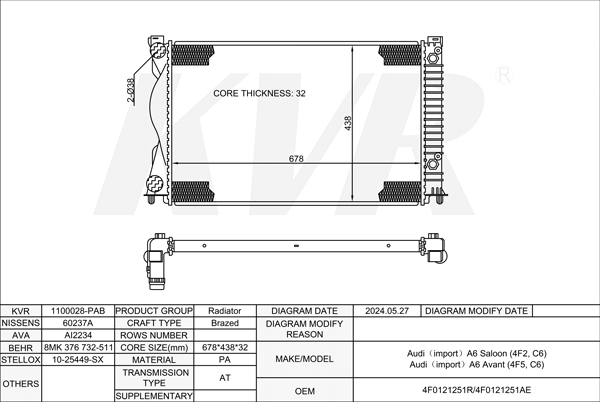 AUDI SALOON,2004-11 CAGB RADIATOR