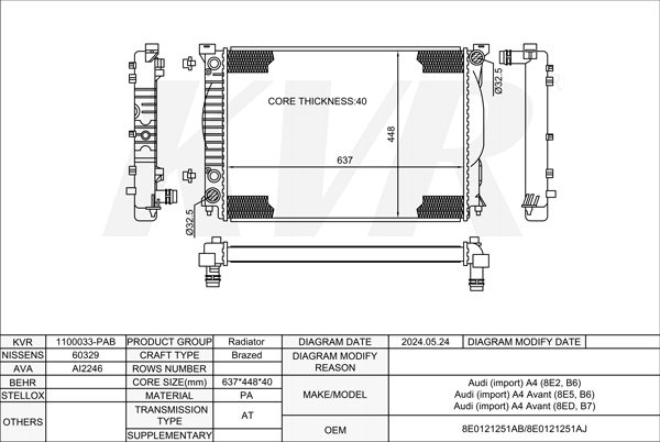 AUDI SALOON,2000-04 BBK RADIATOR