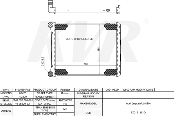 AUDI HATCHBACK,2000-05 ATL RADIATOR