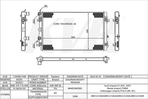 VOLKSWAGEN HATCHBACK,2009- CDLJ RADIATOR