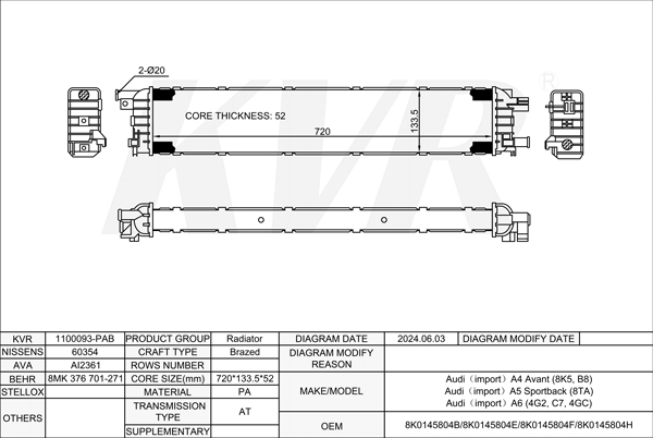 AUDI ESTATE,2007- CTUB RADIATOR