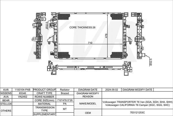 VOLKSWAGEN VAN,2015-19 CJKA RADIATOR