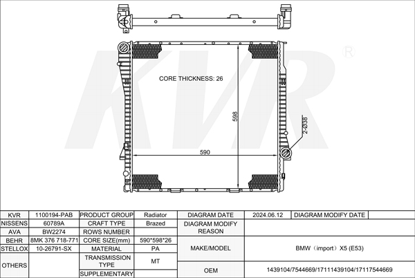 BMW Closed Off-Road Vehicle,2000-06 M57 D30 (306D1) RADIATOR